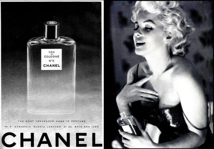 Le fameux parfum N°5, et Marilyn Monroe