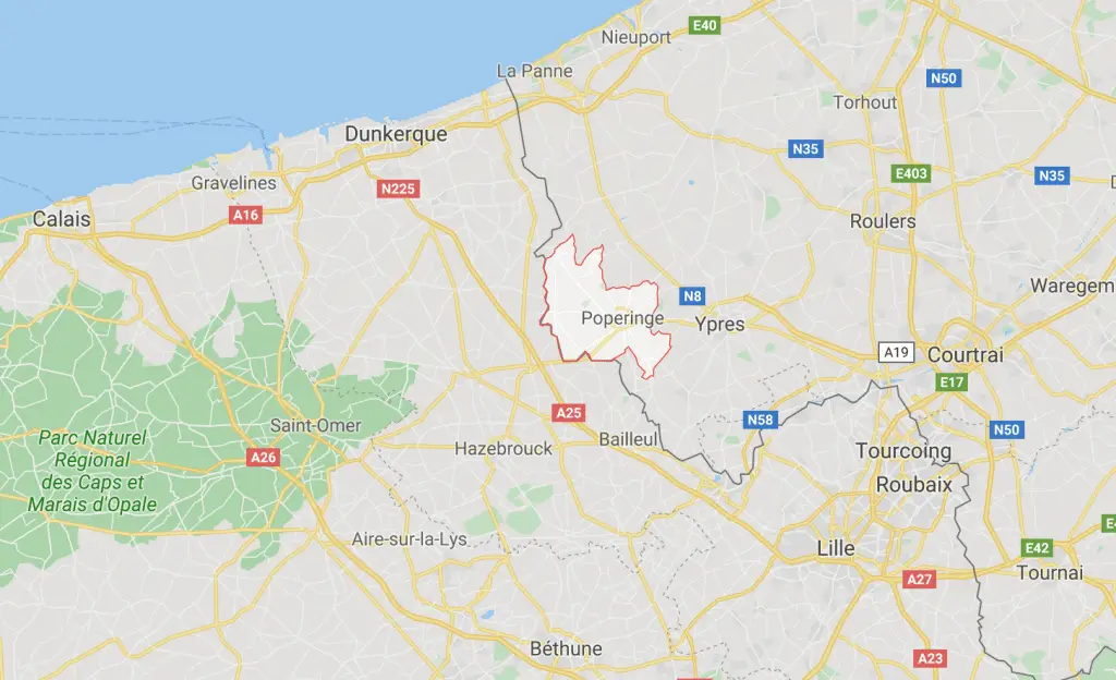 La ville de Poperinge, d'où provient peut-être la popeline